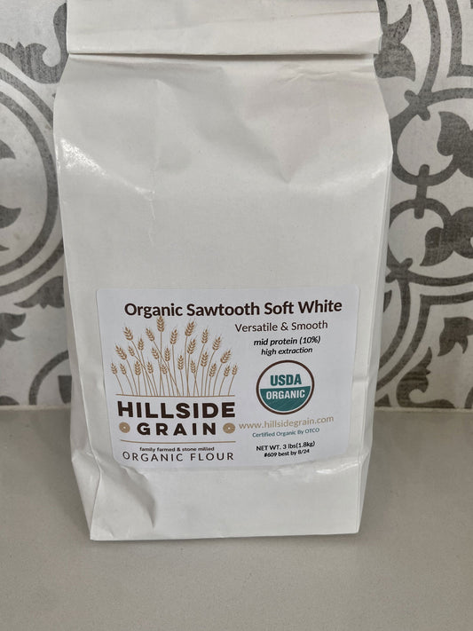 Organic Sawtooth Soft White Flour 3lb